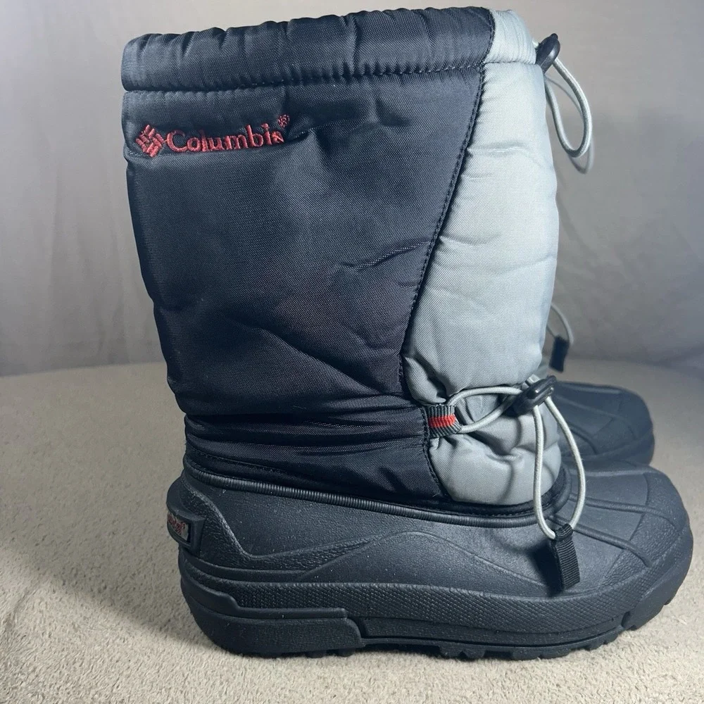 Columbia Moonridge II Snow‎ Boots Youth 5 Black Gray Insulated Winter Kids